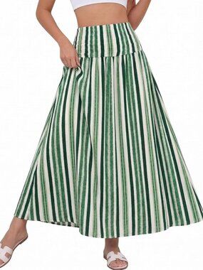 Colorful Striped High Waisted Maxi Skirt | Flowy Long Skirt for Summer Style